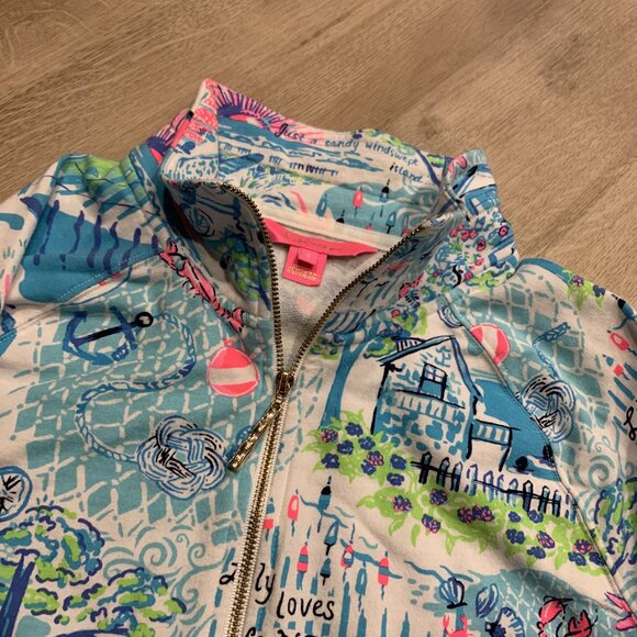 Lilly Pulitzer Nantucket Skipper Popover Women's Size Small S 1/2 Half Zip - Picture 2 of 7